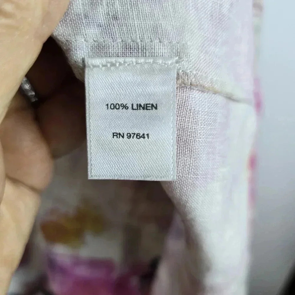 Pure Jill 100% linen sleeveless watercolor floral midi dress - Picture 8 of 9